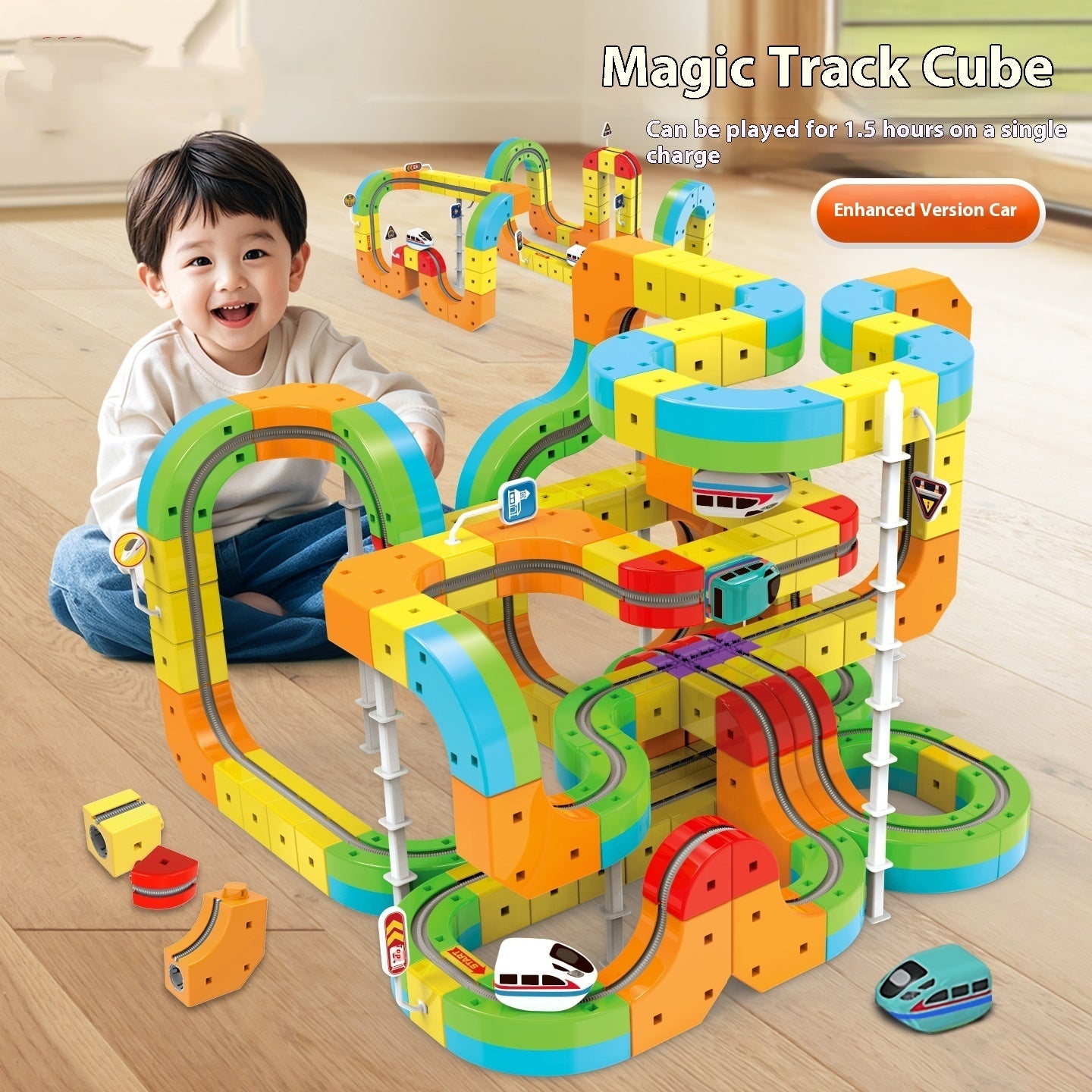 Beyond™ Children's Educational Cube Building Blocks Track Train