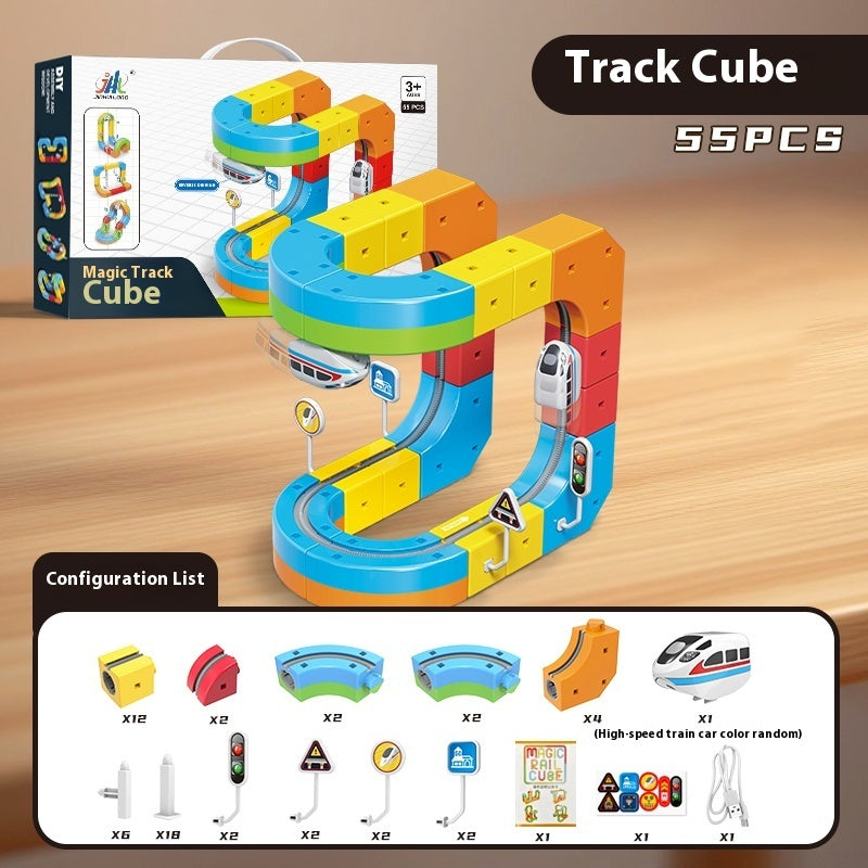 Beyond™ Children's Educational Cube Building Blocks Track Train